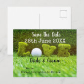 Golf Save de datum voor trouwen met golfbal Uitnodiging Briefkaart (Voorkant / Achterkant)
