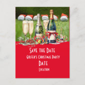 Golf Save the Date Christmas Party Golfbal Santa Briefkaart (Voorkant)