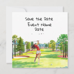 Golf Save the Date-feest voor vrouwelijke golferfe Kaart