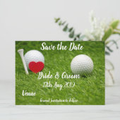 Golf Save the date for bruiloft with love and ball Kaart (Staand voorkant)