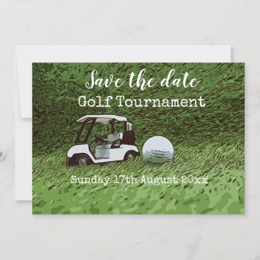 Golf Save the date for golf toernooi with cart (Voorkant)