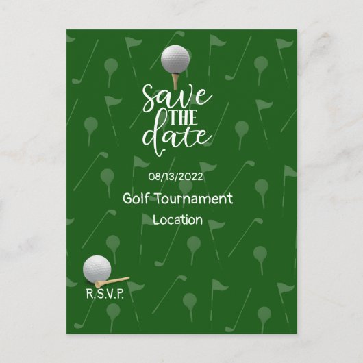 Golf Save the Date for Golf Tournament Golfer Briefkaart (Voorkant)