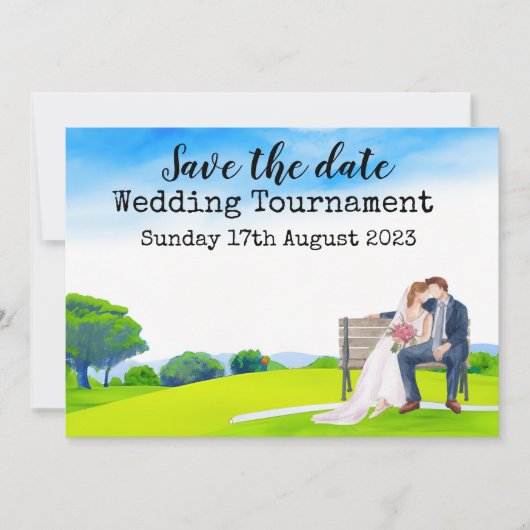 Golf Save the date Golf Bruiloft Watercolor  Kaart (Voorkant)