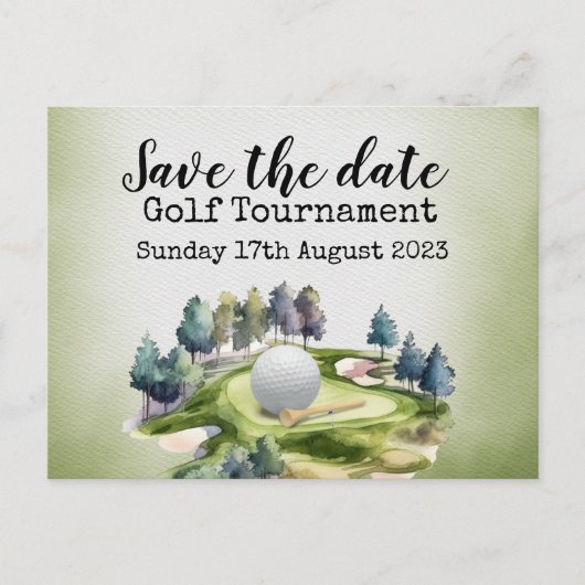 Golf Save the date Golf Tournament Aankondigingskaart (Voorkant)