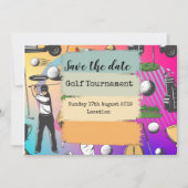 Golf Save the date Golf Tournament kleurful (Voorkant)