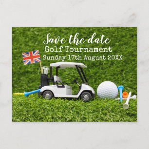 Golf Save the date Golf Tournament Union Jack Flag Aankondigingskaart