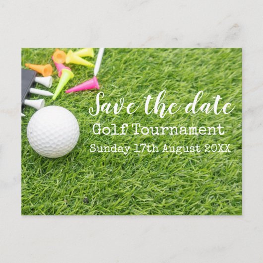 Golf Save the date Golf Tournament with ball Aankondigingskaart (Voorkant)