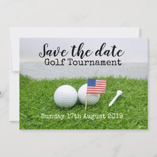 Golf Save the date Golf Tournament with U.S.A.flag (Voorkant)