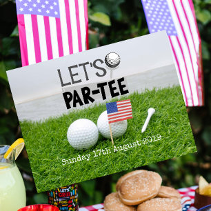 Golf Save the date Golf Tournament with U.S.A.flag Aankondigingskaart