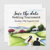 Golf Save the date Golf Wedding Tournament Announ Aankondiging (Voorkant / Achterkant)