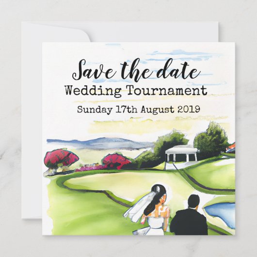 Golf Save the date Golf Wedding Tournament Announ Aankondiging (Voorkant)