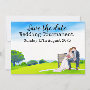 Golf Save the date Golf Wedding Waterverf Kaart