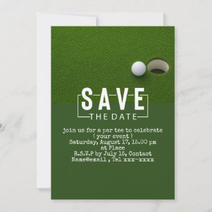 Golf save the date golfbal op de green kaart