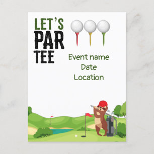 Golf Save the Date Let's Par T-shirt with Sloth gr Uitnodiging Briefkaart