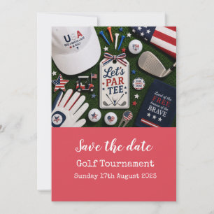 Golf Save the Date met Amerikaans thema Kaart