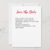 Golf save the date met golfbal en hart rood kaart (Achterkant)