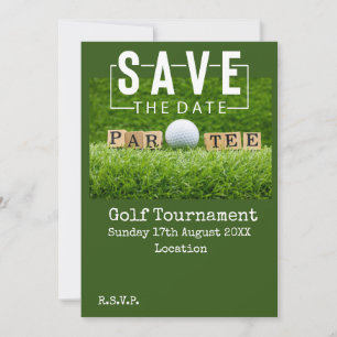 Golf Save the date met golfbal op green Kaart