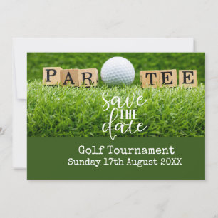 Golf Save the date met golfbal op green Kaart