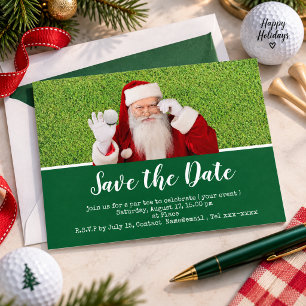 Golf save the date met Kerstman voor Kerstmis Briefkaart