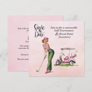 Golf Save the Date Party for women golfer party Kaart