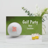 Golf Save the date voor feest met bier op de green Kaart (Staand voorkant)