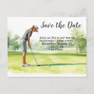 Golf save the date voor vrouwentoernooi briefkaart