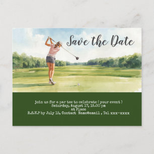 Golf save the date voor vrouwentoernooi briefkaart