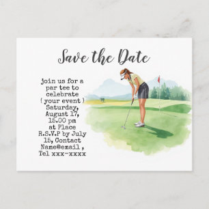 Golf save the date voor vrouwentoernooi briefkaart