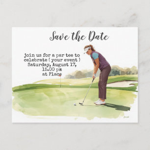 Golf save the date voor vrouwentoernooi briefkaart