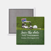 Golf Save the date with cart and flag of Australia Magneet (Voorkant / Achterkant)