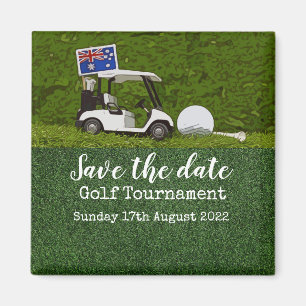 Golf Save the date with cart and flag of Australia Magneet