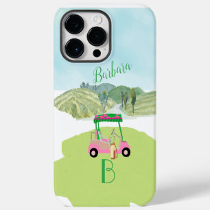 Golf Scene Monogram Naam iPhone 14 Pro Max Hoesje