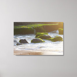 Golf Schuim Rif Algen Strand Landschap Natuur Foto Canvas Afdruk