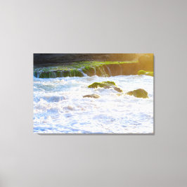 Golf Schuim Rif Algen Strand Landschap Natuur Foto Canvas Afdruk