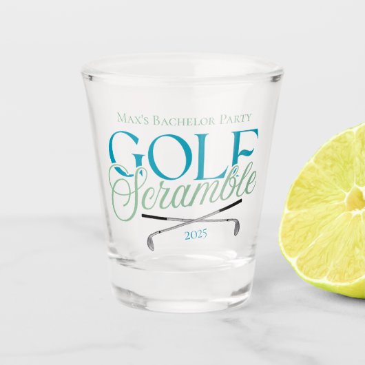 Golf Scramble Moderne Eenvoudige Golf Bachelor Par Shot Glas (Voorkant)