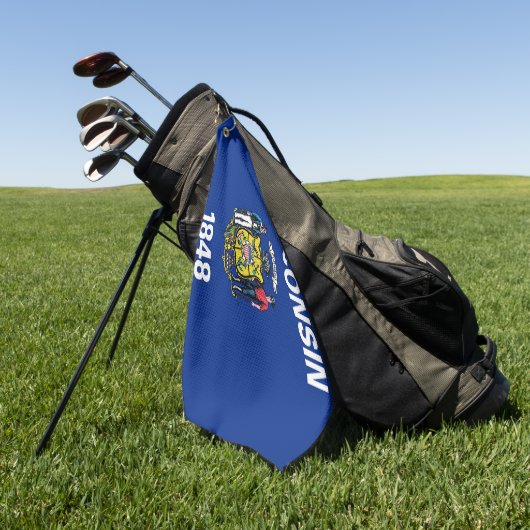 Golf Serviette avec drapeau de l'Etat du Wisconsin (Vert)