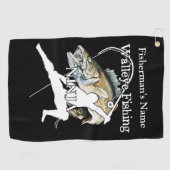 Golf Serviette de pêche personnalisée au doré jaune Nin (Horizontal)