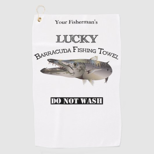 Golf Serviette de pêche personnalisée Lucky Barracuda (Devant)