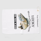 Golf Serviette de pêche personnalisée Lucky Walleye (Horizontal)