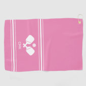 Golf Serviette de sueur Monogramme rose rose blanc (Horizontal)