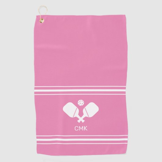 Golf Serviette de sueur Monogramme rose rose blanc (Devant)