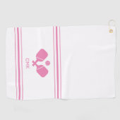 Golf Serviette de sueur Monogramme rose rose blanc (Horizontal)