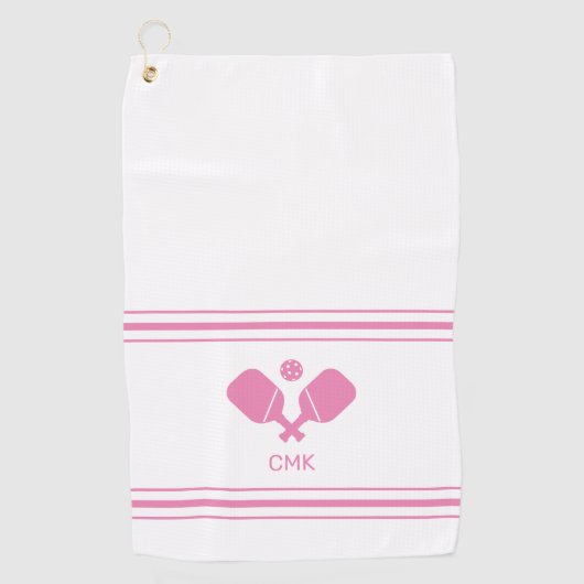 Golf Serviette de sueur Monogramme rose rose blanc (Devant)