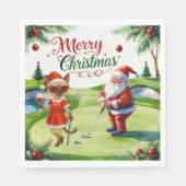Golf Siamese Cat bevindt zich op de Christmas Golf Servet (Voorkant)