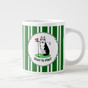 Golf Siberian Husky (zwart) Dog die Cute Funny spe Extra Grote Beker