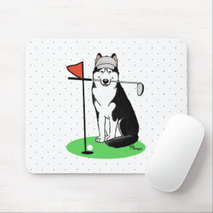 Golf Siberian Husky (zwart) Dog die Cute Funny spe Muismat