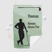 Golf Silhouet, Mannelijk, Naam Op Groen Golfhanddoek (Insitu)