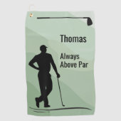 Golf Silhouet, Mannelijk, Naam Op Groen Golfhanddoek (Voorkant)
