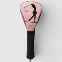 Golf silhouet, naam, tekst, op rood golfheadcover