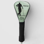 Golf Silhouette, Mannelijk, Naam, Tekst Golfheadcover (Voorkant)
